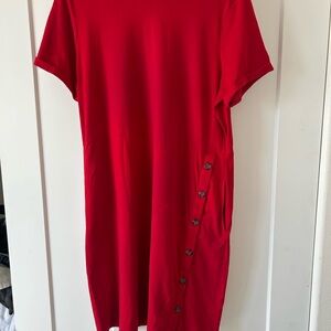 J. Jill Vibrant Red Mini Dress with Button Accents